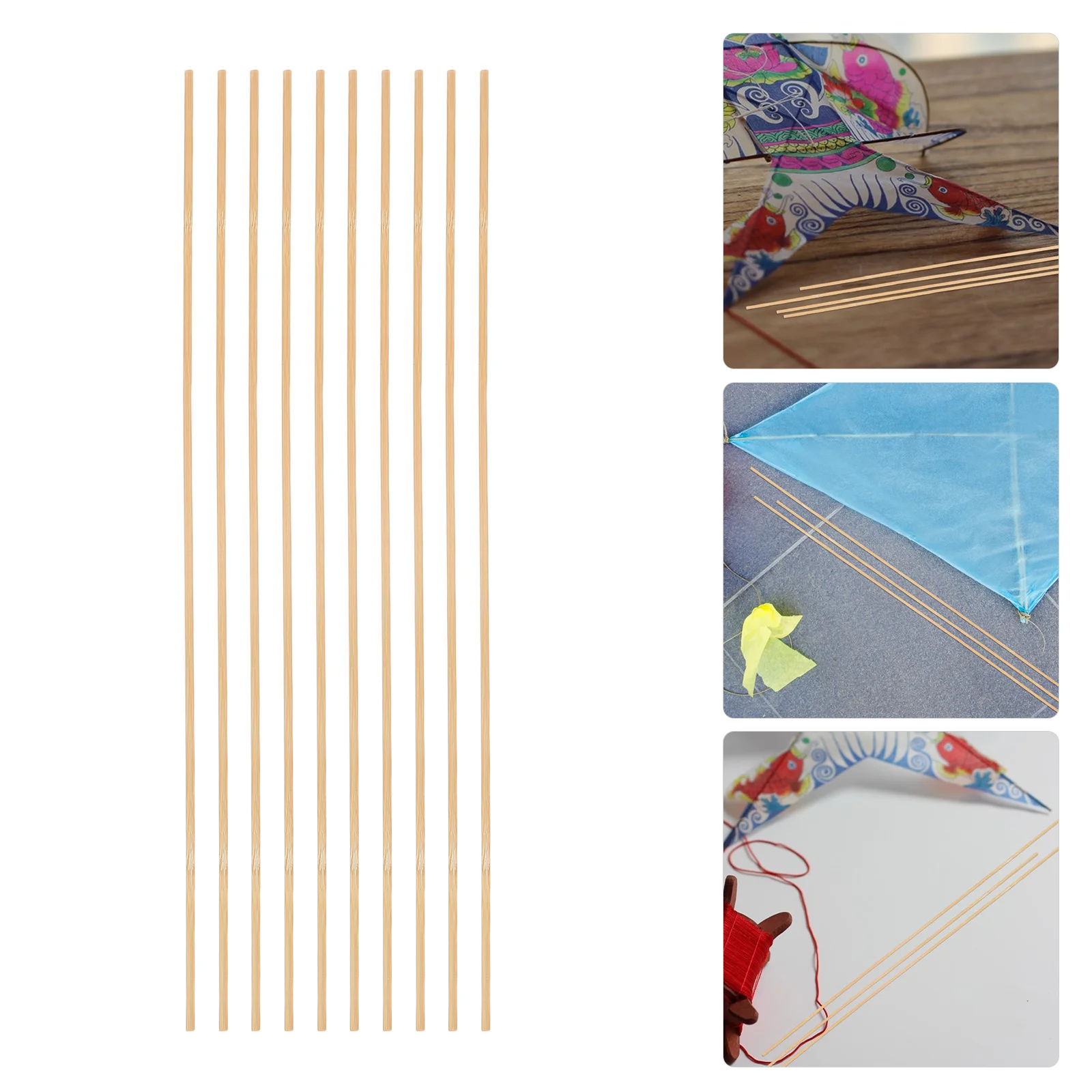 

10Pcs Bamboo Wooden Dowels Thin Durable Kite Construction Sticks Child-Safe Smooth Rods for Kids DIY Kite Crafting