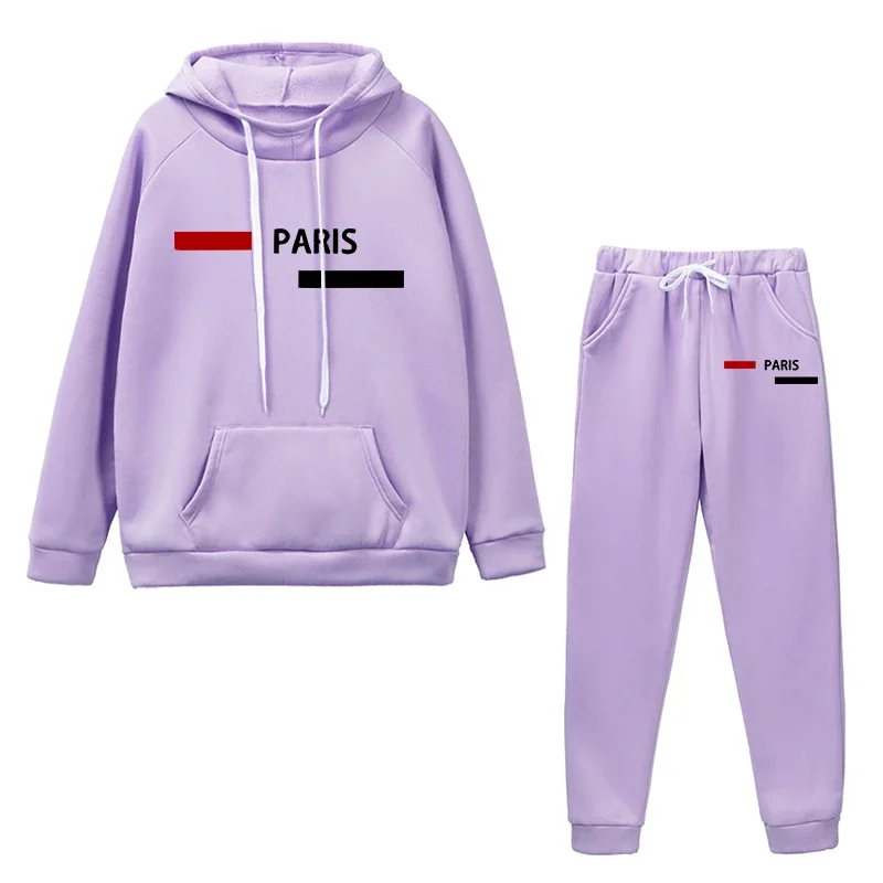 

Женский спортивный костюм с принтом Парижа, повседневная толстовка с капюшоном + брюки, комплект из 2 предметов, повседневная спортивная одежда для бега, осенне-зимняя теплая одежда