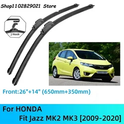 For HONDA Fit Jazz MK2 MK3 Front Rear Wiper Blades Brushes Cutter Accessories J U Hook 2009-2020 2015 2016 2017 2018 2019 2020