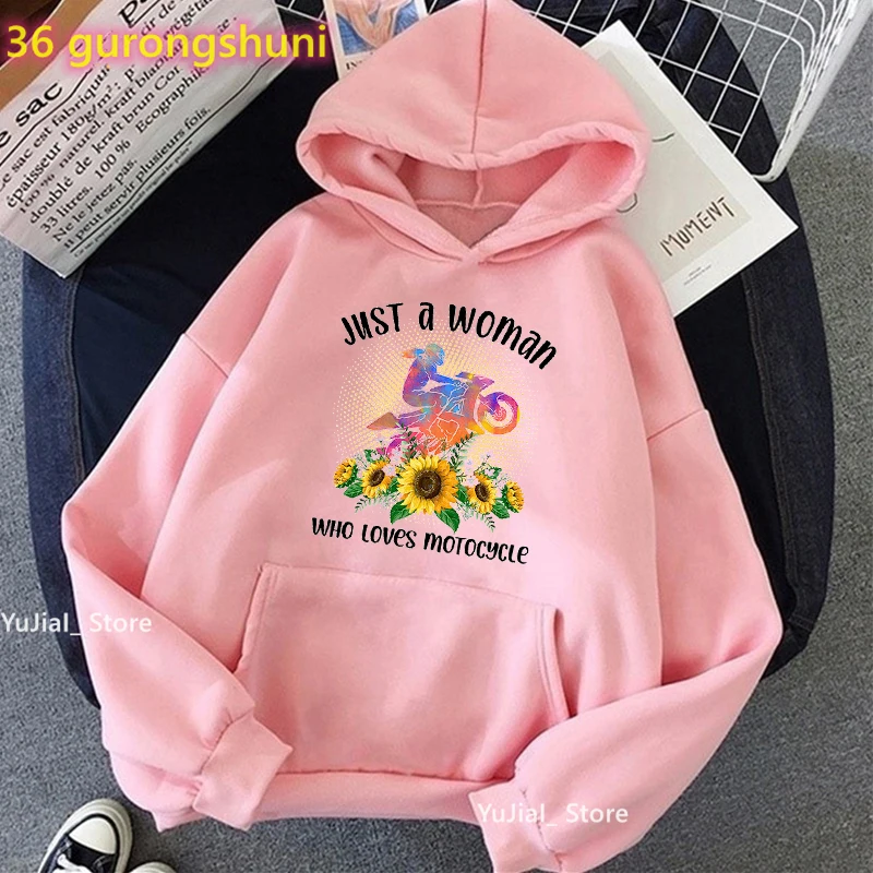 Peace Love Motorcycle Graphic Print Cap Hoodies Women'S Clothing Funny Fashion Pink/White/Gray Sweatshirt Winter/Spring Coat
