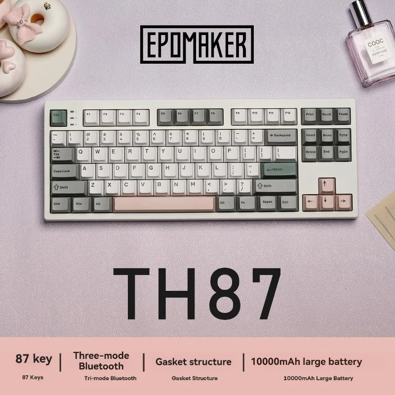 EPOMAKER TH87 Tri-mode Wireless Mechanical Keyboard 87 Keys Customized Gasket Structure Hot Plug Office RGB Gaming Keyboards