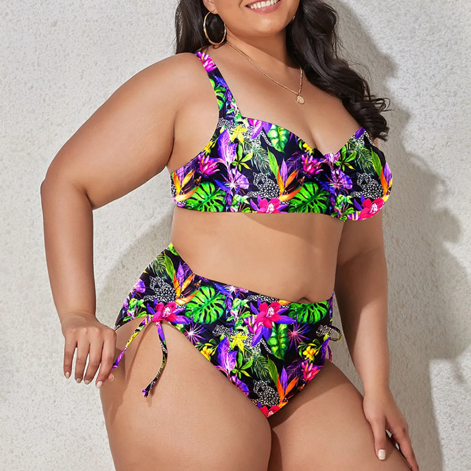 2024 New Plus Size Swimwear For Women Swimsuit Large Bathing Suits Two-Piece High Waist Push Up Bikini Set Sexy Separate Stylish