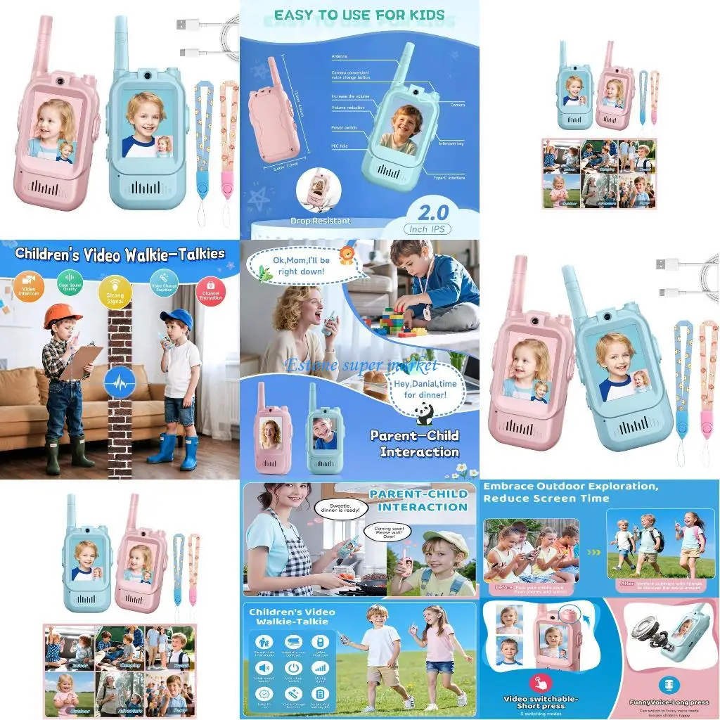 090B Vídeo Elétrico Walkie Talkie Brinquedo Para Crianças Dispositivo Comunicação com Som Claro Para Crianças Atividades Ao
