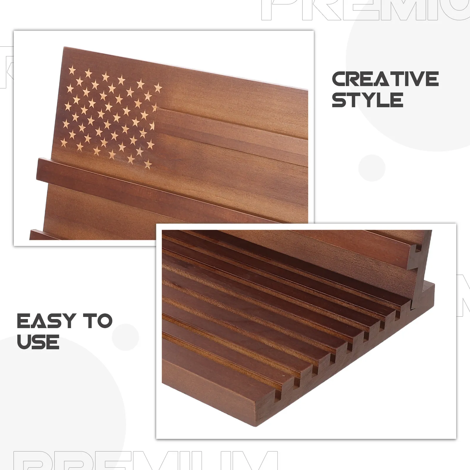 Wooden Challenge Coin Display Stand Military Medals Holder Rack Deepened Anti-Slip Grooves Light Brown Collectibles Display Case