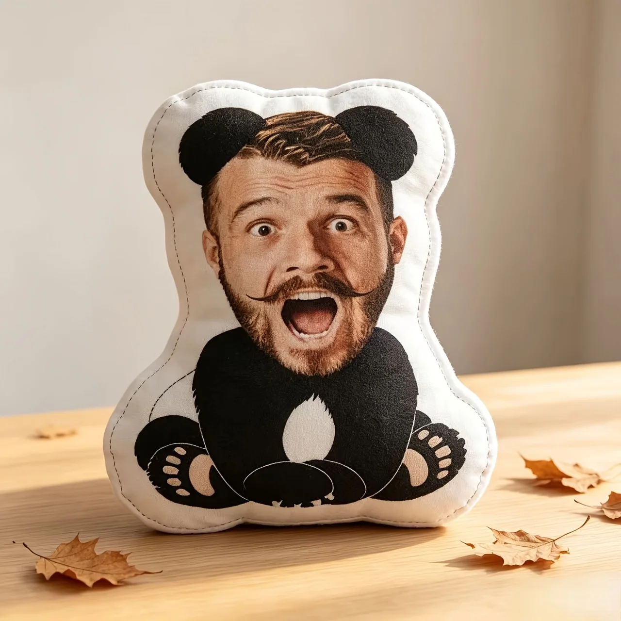 1pc - Customized Throw Pillow, Panda Shaped Portrait Cushion, Personal Photo Printing, Soft Comfy Fabric, Decor for Desk & Sofa,