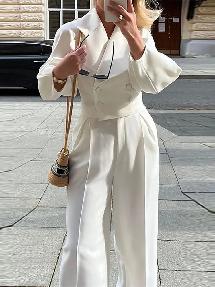 Ensemble deux pièces épais et chaud pour femme, nouvelle veste décontractée à Double boutonnage, tenue de bureau, tempérament élégant, pantalon Long, automne et hiver