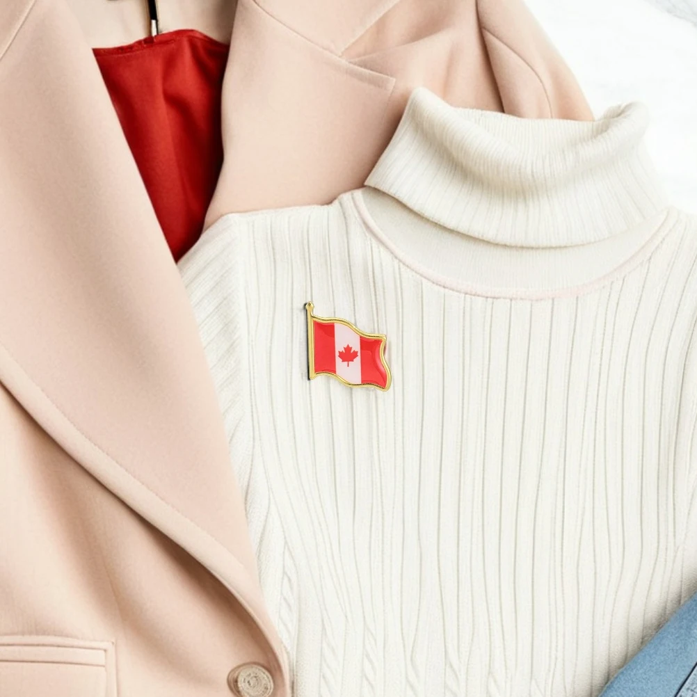 

20Pcs Elegant Canadian Maple Leaf Brooch Butterfly Clutch For National Day Events Suit Fashion Accessories