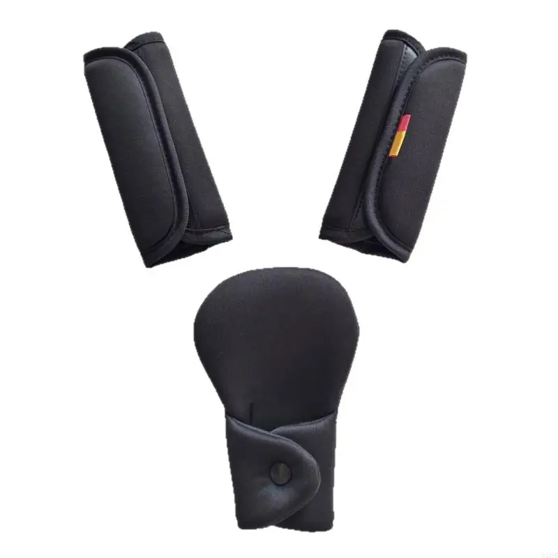 3PCS Baby Car Belt Cover Soft Padded Shoulder Protectors for Infants Easy To Install and Clean with Crotch Pad