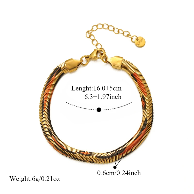 GANEMLY 316L Stainless Steel Metal Snake Pattern Chain Bracelet For Women Fashion Wrist Chain Waterproof Jewelry Bijoux Femme