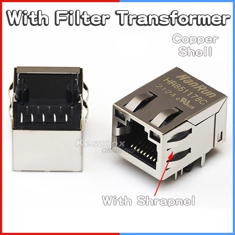 Yoeruyo RJ45 With Filter Transformer Fast Ethernet Network Port HR/HY911105A/951180A/911130A/931147C/J0011D21BNL Connector