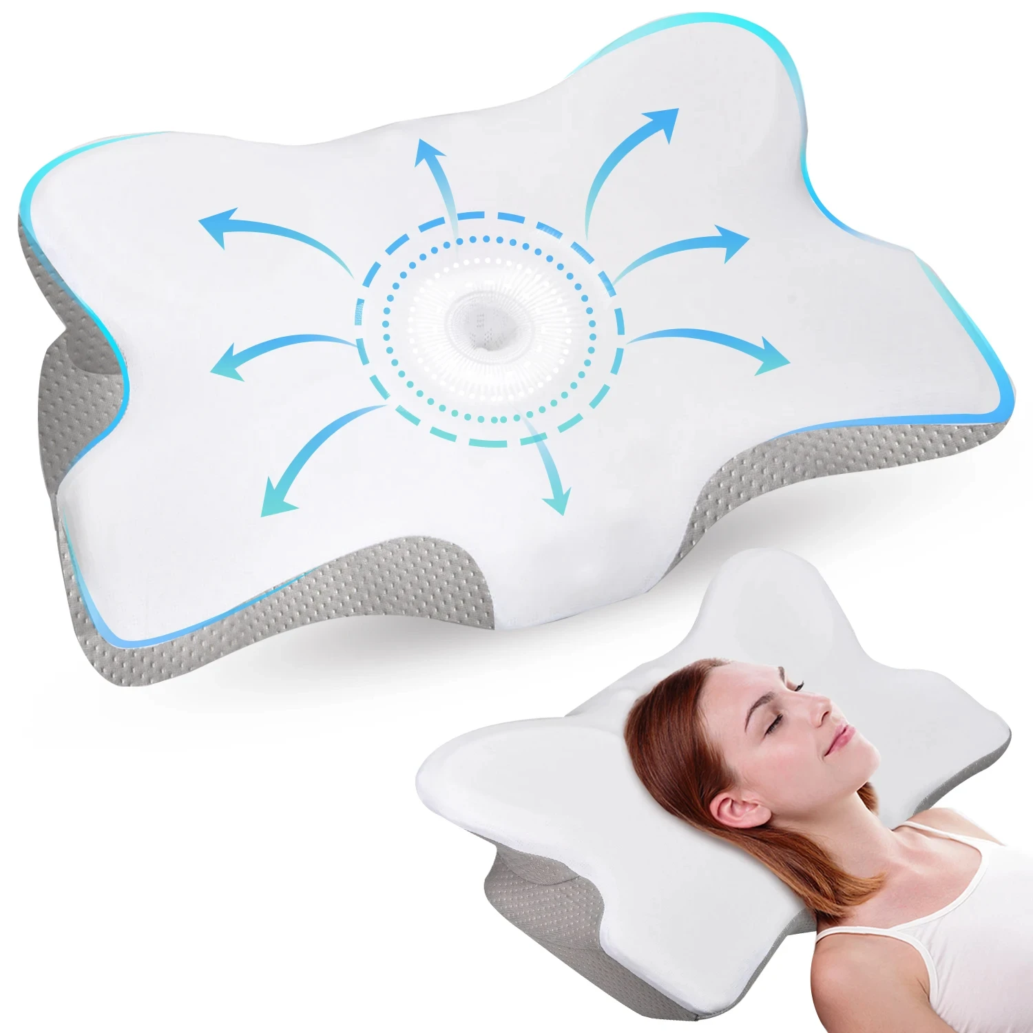 Pulatree Butterfly Odorless Memory Foam Bed Pillow Orthopedic Cervical Pillow For Neck Pain Relief