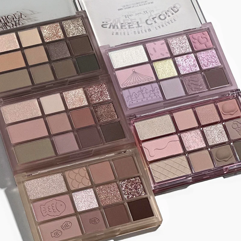 Bandeja de sombra de ojos de 12 colores, rosa y marrón, brillo de perlas, paleta de sombra de ojos de Chocolate mate tierra, maquillaje de pigmento de ojos de baja saturación de Corea