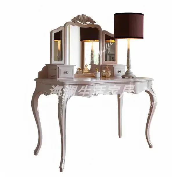 J Q الفرنسية الرجعية القديمة مضمد الأمريكية الخفيفة الفاخرة الصلبة الخشب خلع الملابس غرفة نوم رئيسية تخزين الجدول مرآة الجمع #5