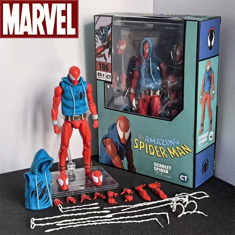 CT KO Mafex 186 Scarlet Spider Man Action Figures Mafex 190 Spider Man Movable Statues Model Doll Collectible Ornaments Gift