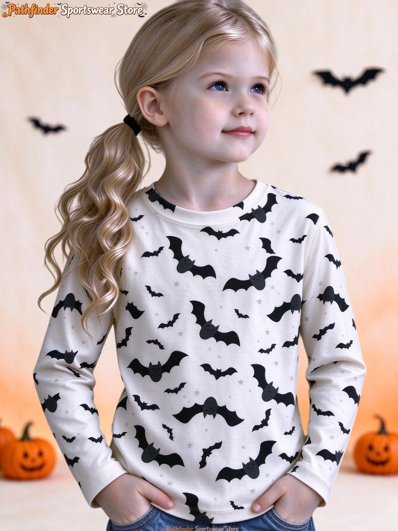Girls Halloween Long Sleeve Tee Cute Pink Witch Ghost Pumpkin Skull Graphic Crew Neck Sport Top Kids Party Autumn Casual T-Shirt view 2