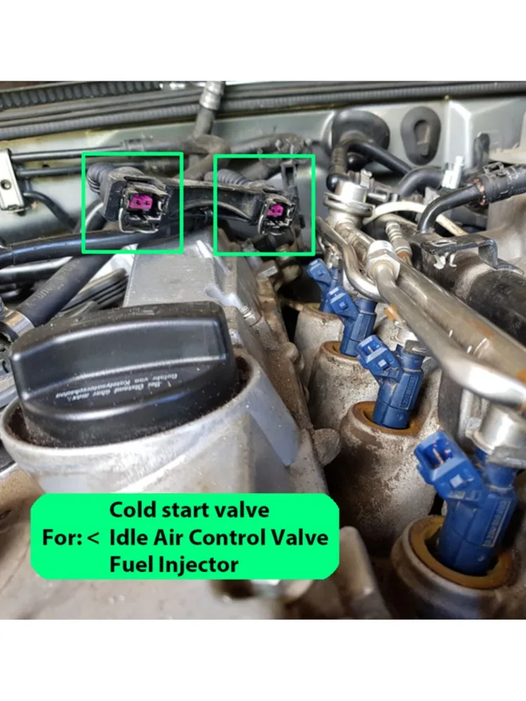 Connecteur de Valve de commande d'air de ralenti, 2 pièces, pour VW Audi Seat Skoda EV1, injecteur de carburant, démarrage au froid, câblage de prise 037906240 1287013003