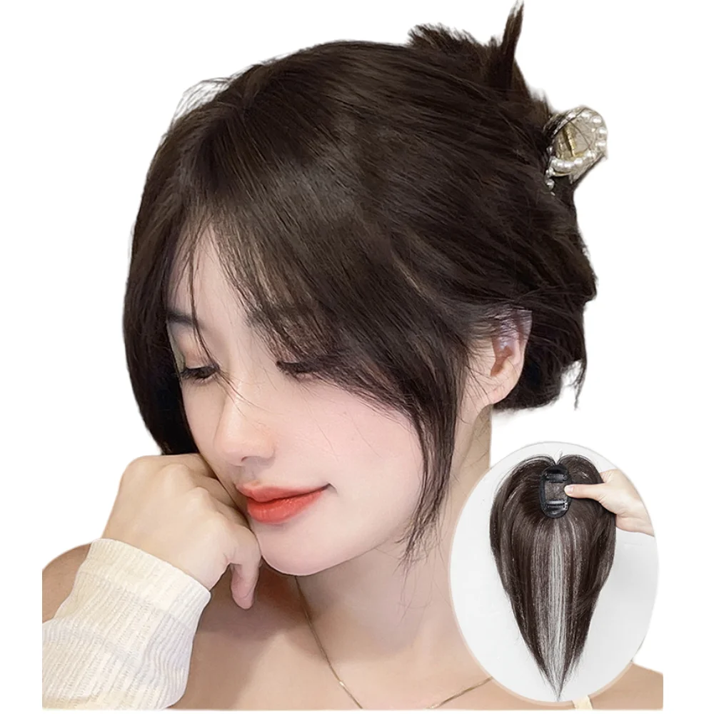 Anemone Natural Human Hair Bangs Side Fringe for Women 3D Middle Part False Bangs Clip-in Extensions Invisible Hairpieces