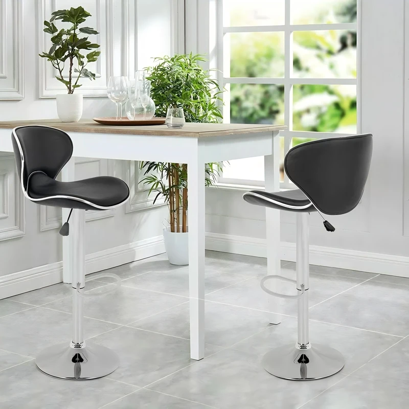 

Customized Modern Black Pu Seat Breakfast Island Chair Bar Stool Height Adjustable Revolving Bar Chair