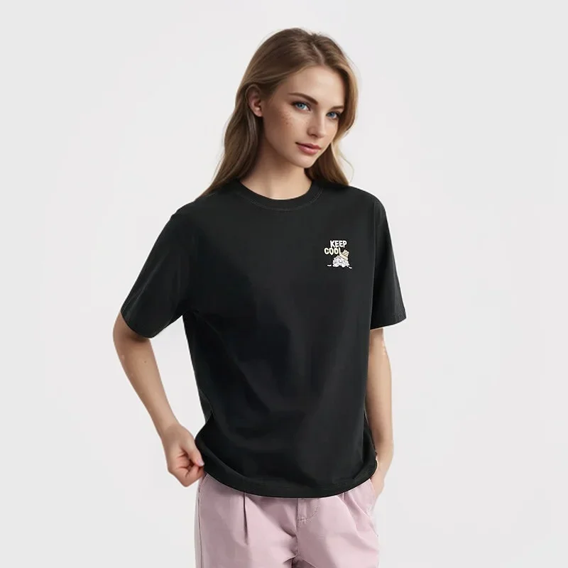 Semir Super Plant Short Sleeve T-Shirt Women Antibacterial 2024 Summer New Loose Embroidery Tops Versatile T shirt