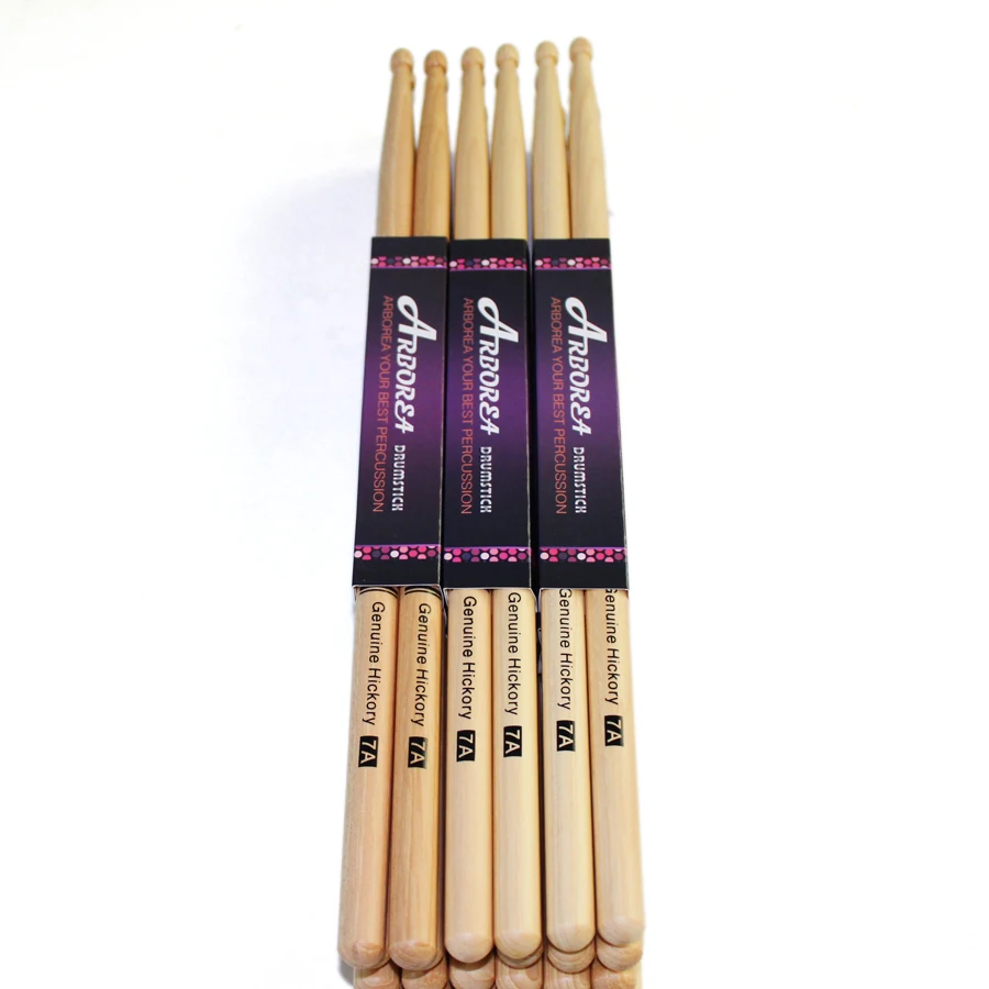 Arborea 5A/5B/7A Drum Sticks American Hickory Wood Drumsticks 1/3/5/12 Pairs Percussion Musicial Instrument Drum Accessories