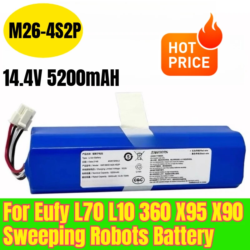 

14.4V 5200mAH M26-4S2P Battery for Eufy L70 L10 360 X95 X90 Sweeping Robots