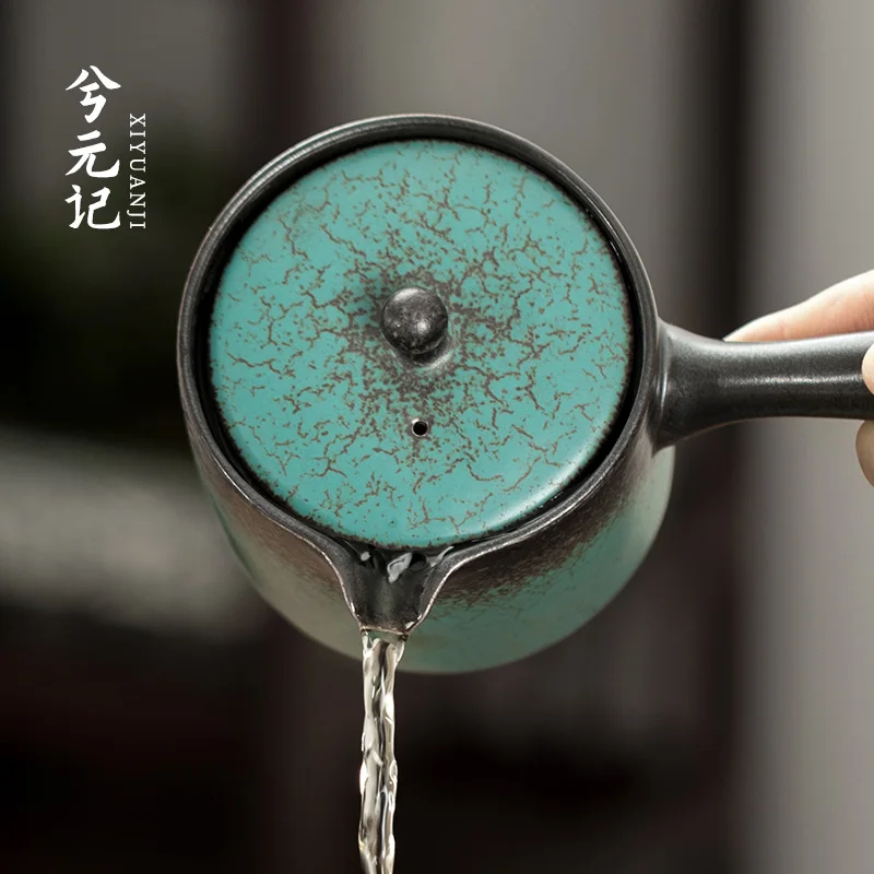 Japanese-Style Creative Green Side Handle Pot Teapot Household Single Large Porcelain Set