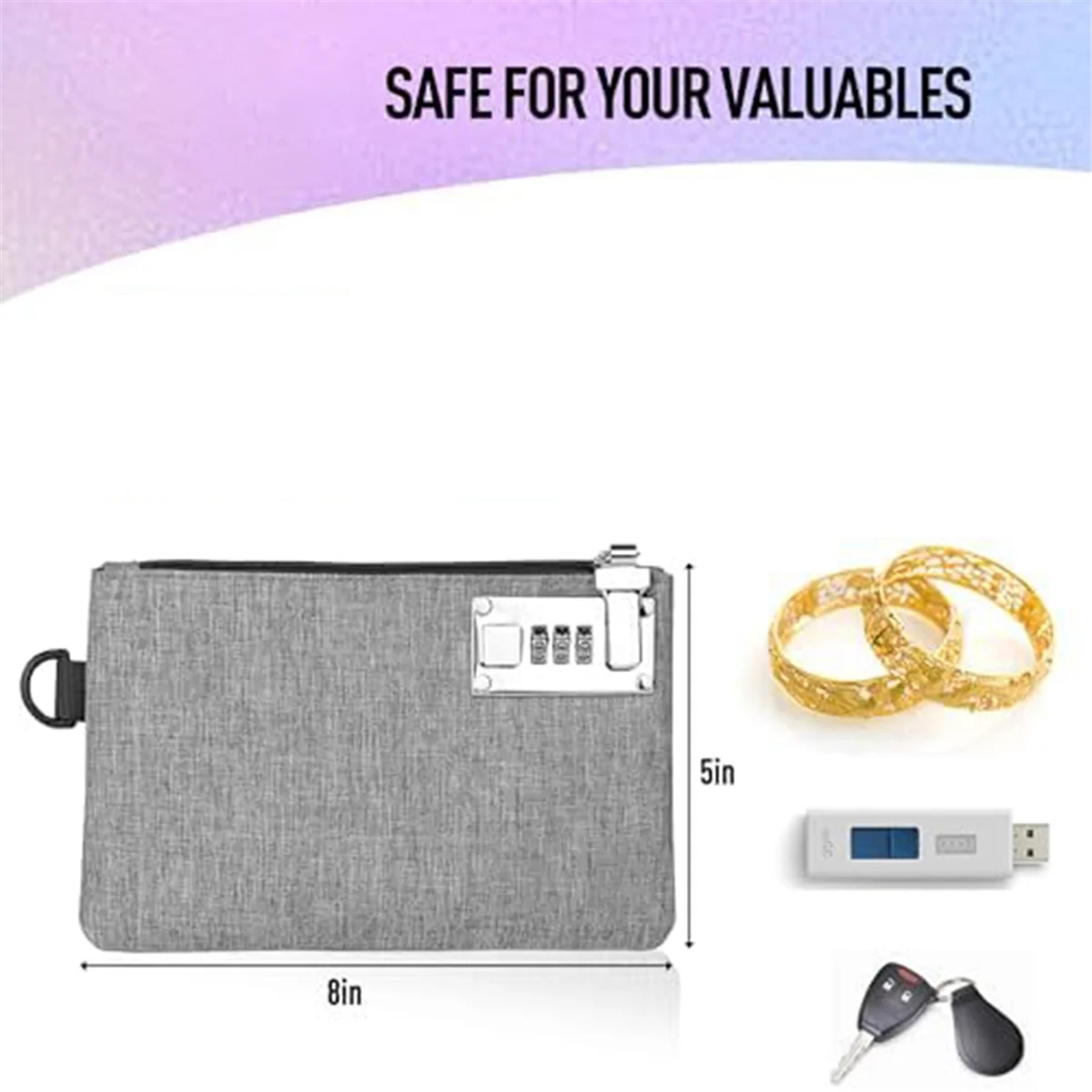 ABQR 2 pezzi con serratura KOSMCCOMoney Borse Borsa per banca con serratura in nylon Borsa per monete, Borsa per contanti per gioielli, passaporto, carte di credito