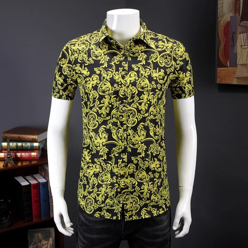 

Shirt For Men Short Sleeve 2022 New Arrival Summer Man Top Floral Plus Size 5XL 6XL 7XL Beach Fashion Hot Sale b32