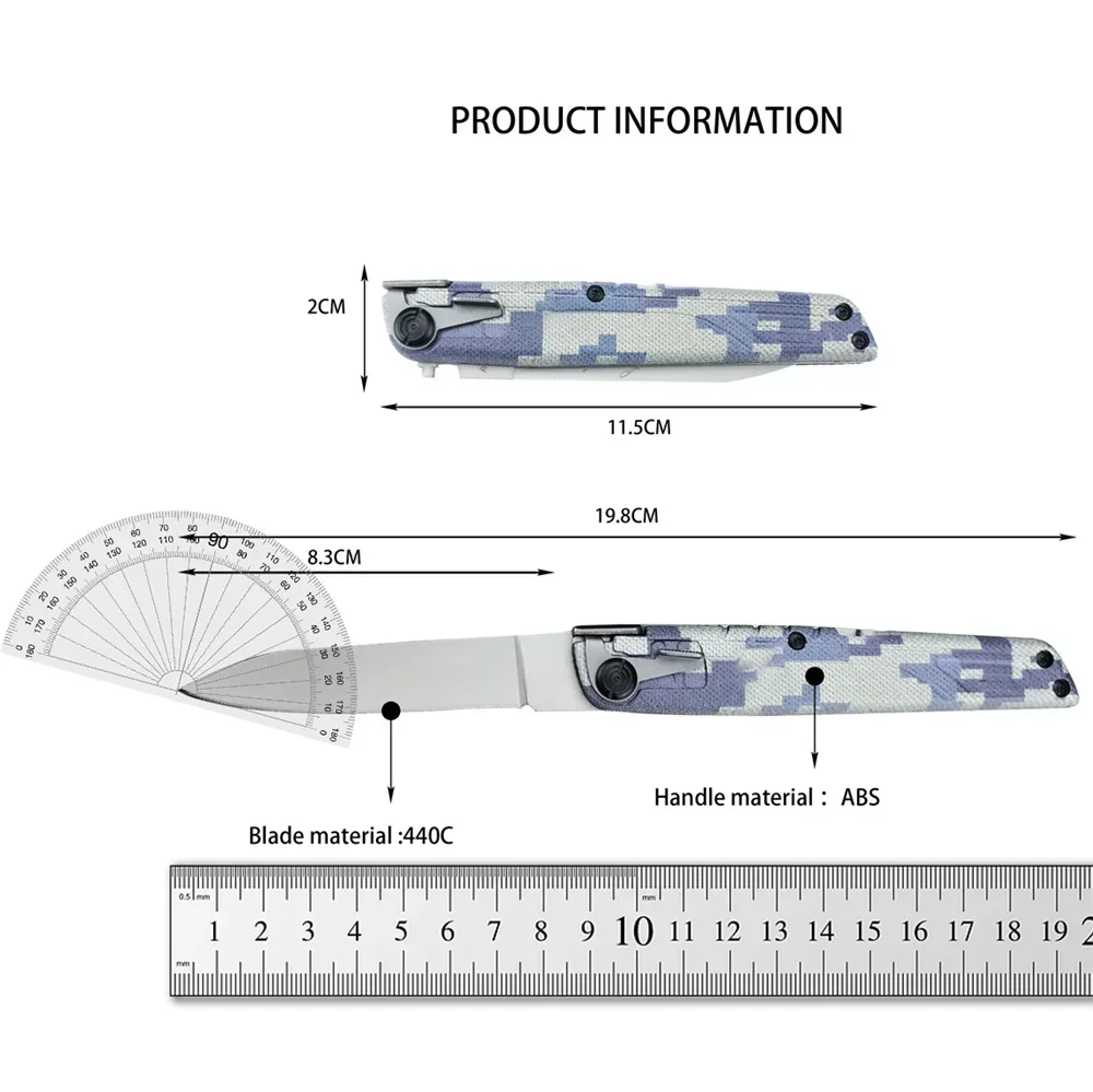 New Outdoor Tactical Folding Knife 440C Blade ABS Handle Pocket Knife Practical Daily Portable Camping Hunting Survival EDC Tool