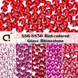 VCCRYSTAL Light Siam/Peach Glass Rhinestones Flatback Non Hotfix Crystal Glue on Stones For Nail Art Decoration Clothing DIY