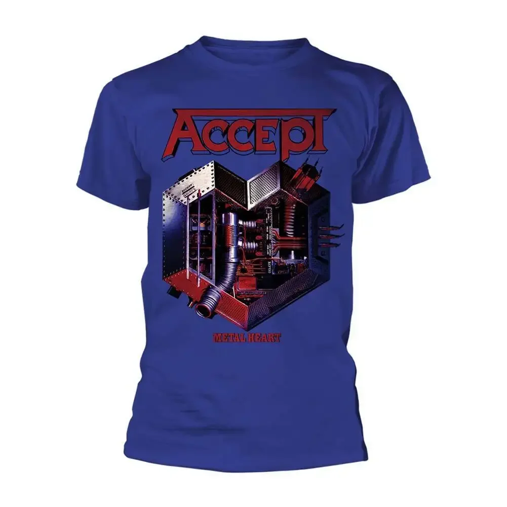 

Accept Men'S Metal Heart 2 T Shirt Large Blue