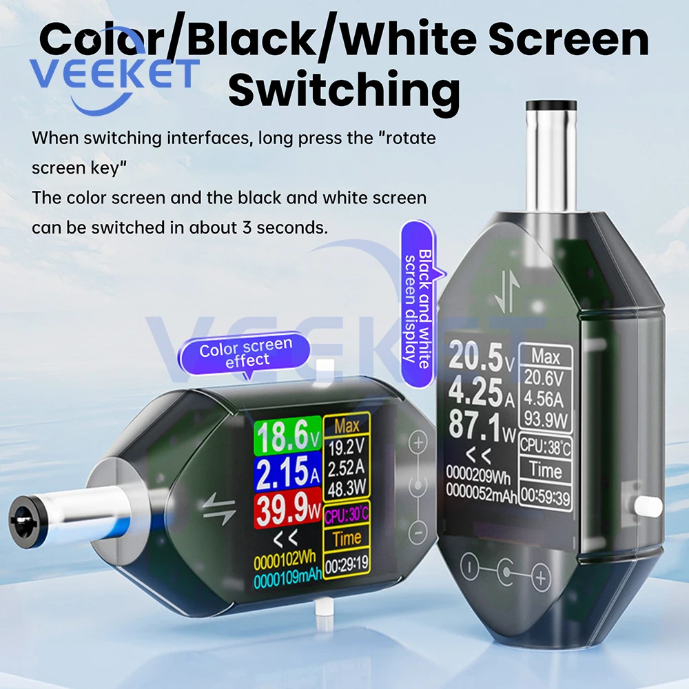 Digitaler Spannungs-/Strom-Leistungsmesser, DC 4,5–50 V, DT550, hochpräzises Amperemeter, Energiemonitor für Laptops, Elektrowerkzeuge