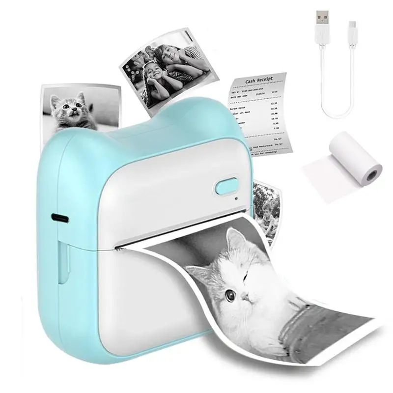 

Перезаряжаемый беспроводной бесчернильный термопринтер для фотосъемки с Bluetooth (портативный мини) с рулонной бумагой — канцелярские товары. (Total63Ch