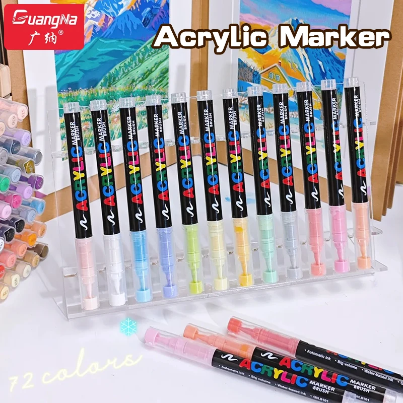 GN Acrylic Paint Pens Markers Brush Tip Paint Markers for Rock Painting Wood Canvas Stone,School DIY Art Supplies 12-72 Colors