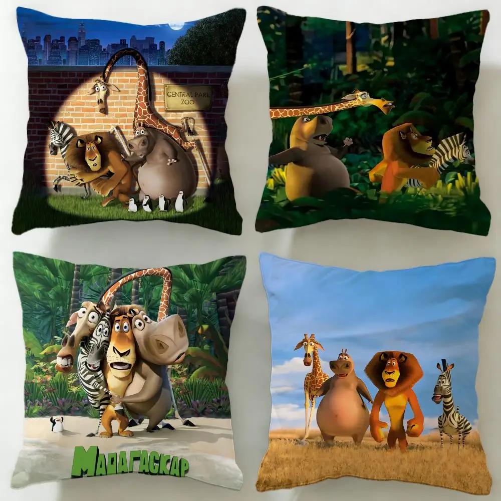Classic Animated Movie Madagascar Cushion Cover Soft & Easy-Wash Pillow Case – Versatile for Couch, Bed, Travel and Office