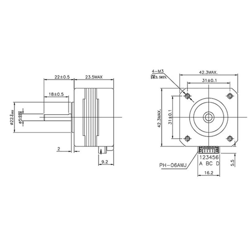 Nema 17 스테퍼 모터 4리드 42mm 13Ncm(18.4oz.in) 1A 1m 케이블(17HS4023) DIY 3D 프린터 XYZ용 Nema17 스텝 모터