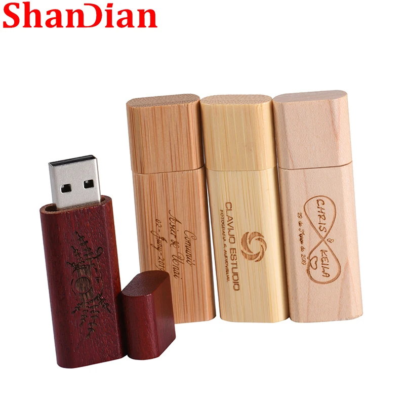 Personalized Flash Drive 64GB Free Logo Wooden Pen Drives 32GB Maple Free Key Ring Memory Stick 16GB USB 2.0 U Disk 8GB 128GB