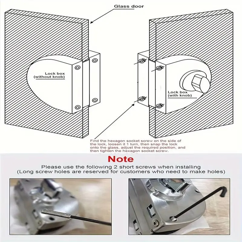 B27B For 1/2 Inch Glass, 10Mm To 12Mm, Stainless Steel Double Bolt Rotary Sliding Access Control Office Glass Door Lock