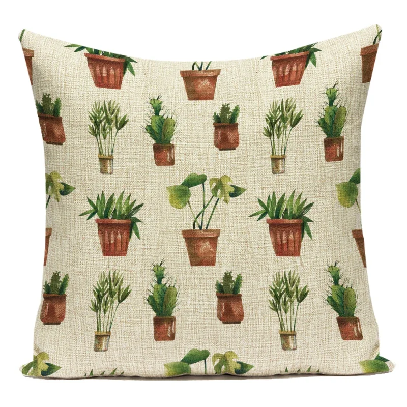 Tropical Cactus Plant Parlor Palm Pillow Covers Decorative Polyester Sofa Home Pillow Cushion Cover for Living Room Almofadas