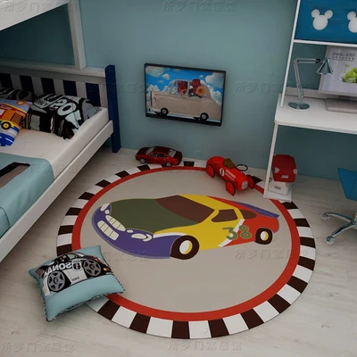 

Cartoon Car Non-Slip Round Carpet for Children, Living Room and Bedroom, Chair Mat