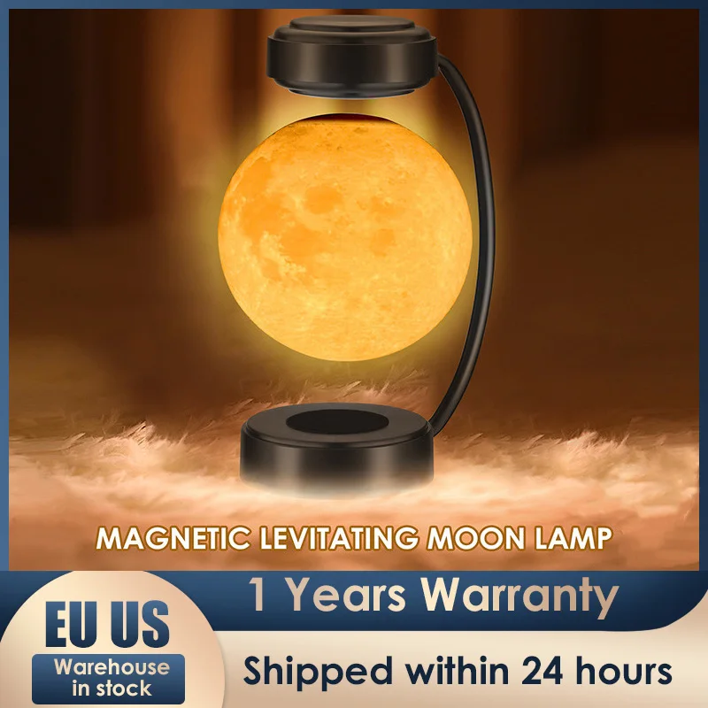 Suspended Moon Lamp Table Lamp Night Light 3D Printed LED Moon Light 360 Degrees Float Spin 3 Colors