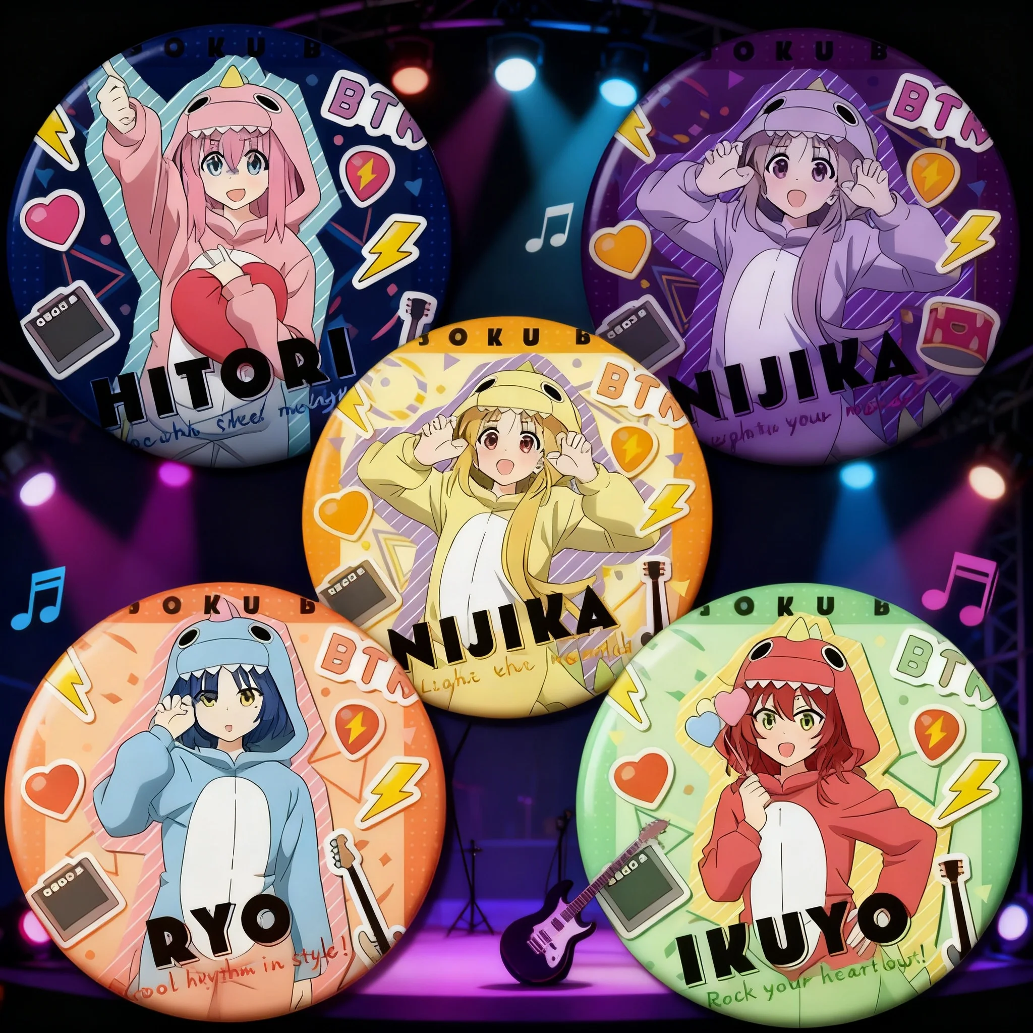 

Anime Bocchi The Rock Badge Set Ijichi Nijika Yamada Ryo Kita Ikuyo Gotou Hitori Keychain Pin Brooch Merchandise Cosplay