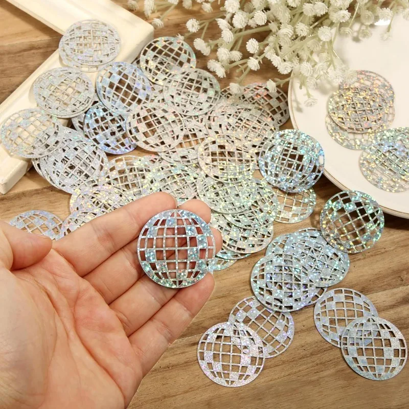 Disco Ball Shaped Cardboard with Colorful Sequins, Confetti, Birthday Party Decorations Thrown Away