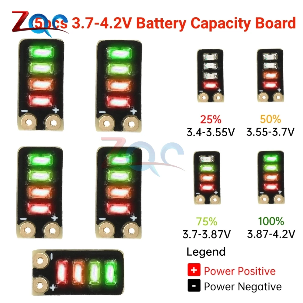 5pcs 3.7-4.2V Metering Module 1String Ternary Lithium Battery Capacity Board Power Display Module  LED Battery Level Indicator