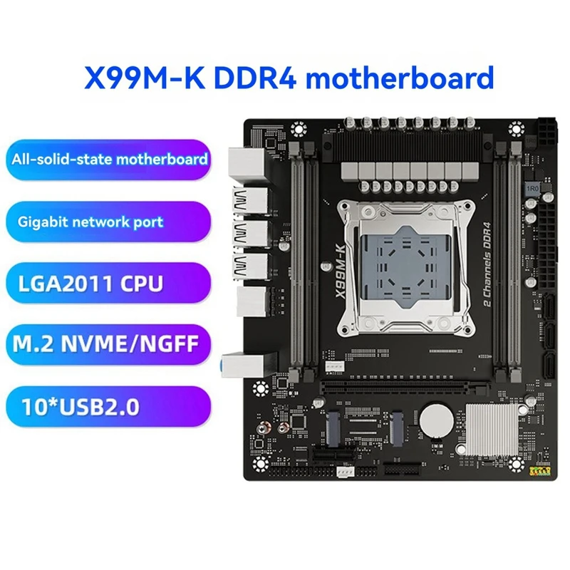 

X99M-K Computer Motherboard LGA2011-3 Pin DDR4 PC Desktop Mainboard Dual Channel M.2 Support Gigabit Network Card-ABVP