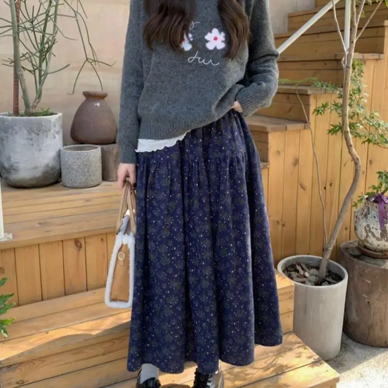 الأميرة الأزهار تنورة فتاة الموضة عادية مثير تنورة طويلة تنوعا ربيع الخريف الملابس تبدو رقيقة ارتداء خارج هدية الفتاة