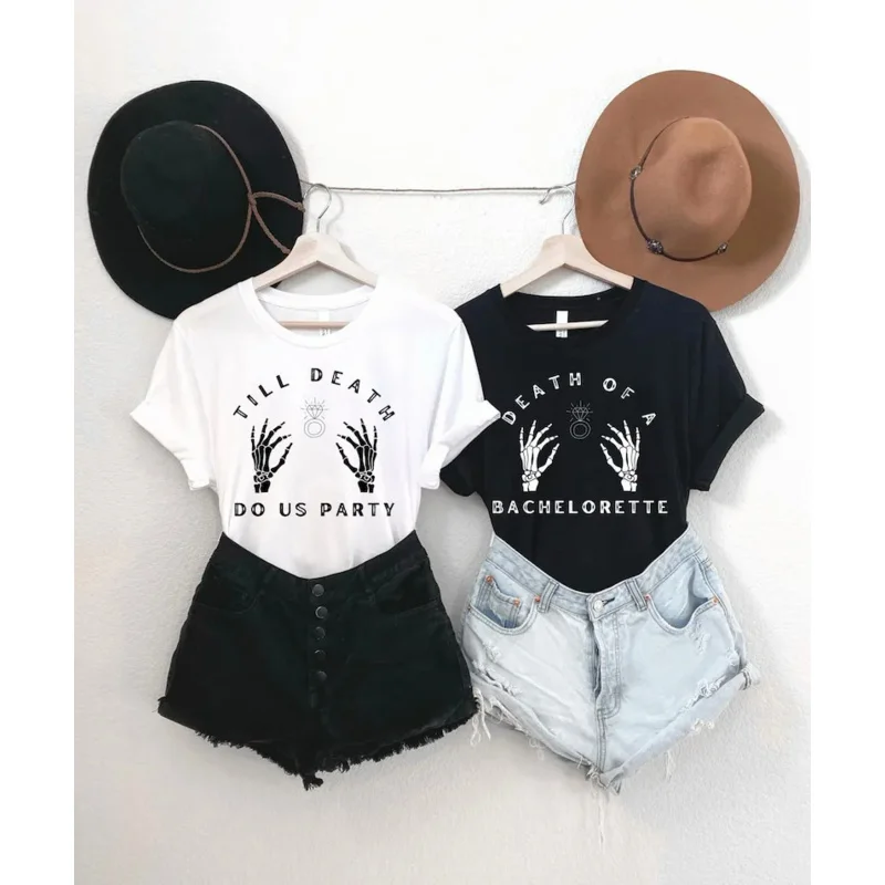 

Halloween bachelorette party shirts short sleeve top tees o neck 100% cctton fashion streetwear Harajuku goth Y2K drop shipping