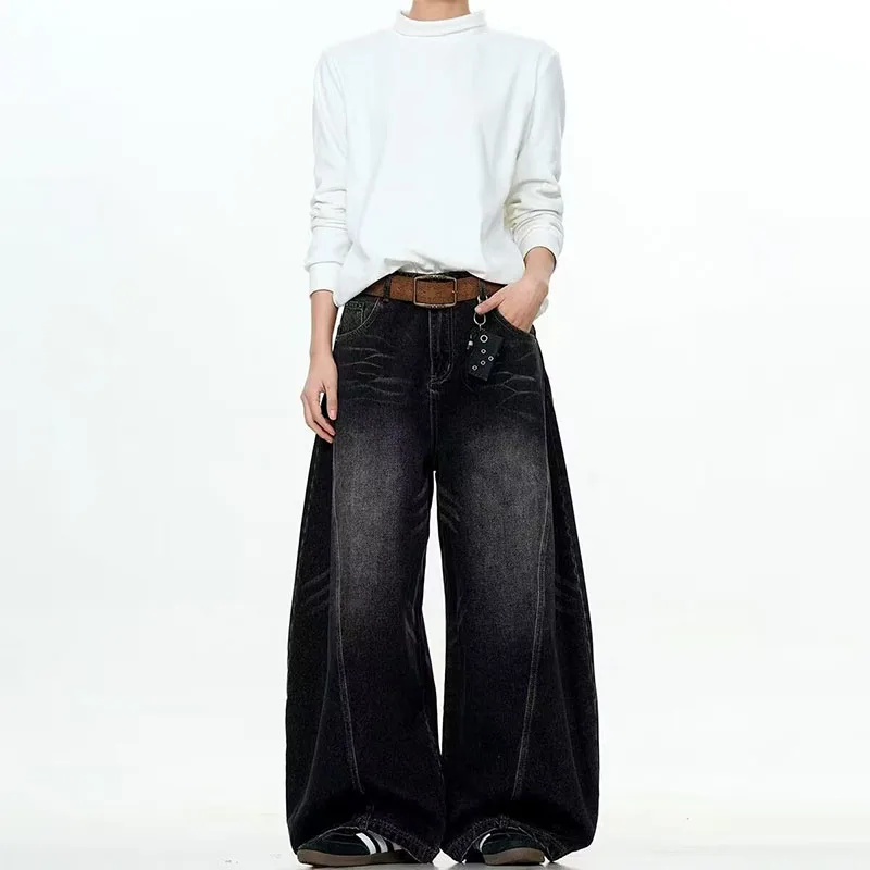 

Autumn New Retro Curved Knife Jeans Fashionable Men'S Jeans Casual Wide Leg Pants Loose Straight Leg Pants Pants