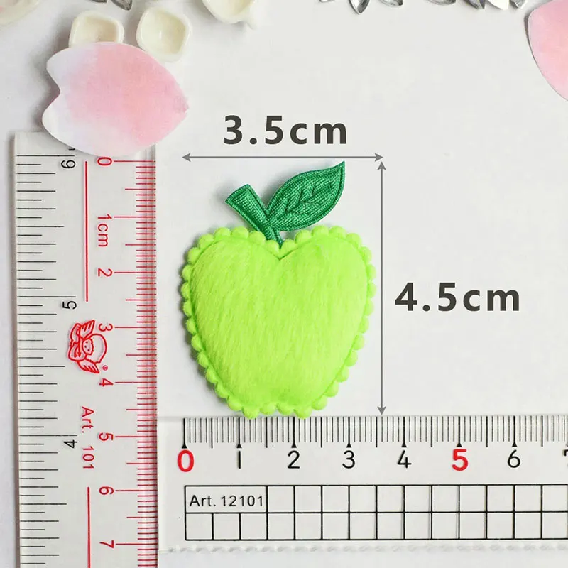 40 Stück Cartoon-Apfel-Filz-Applikationen zum Aufnähen für DIY-Haarspangen, Puppenkleidung, Dekorationspatches – Stoffzubehör – Detail 2