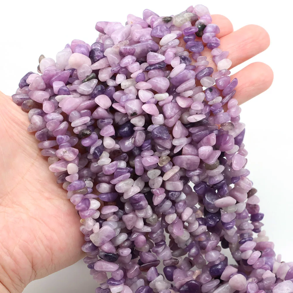 5-8mm Natural Lilac Lepidolite Stones Drilled Hole Irregular Freeform Chip Gravel Crystals for DIY Jewelry Making Accessories